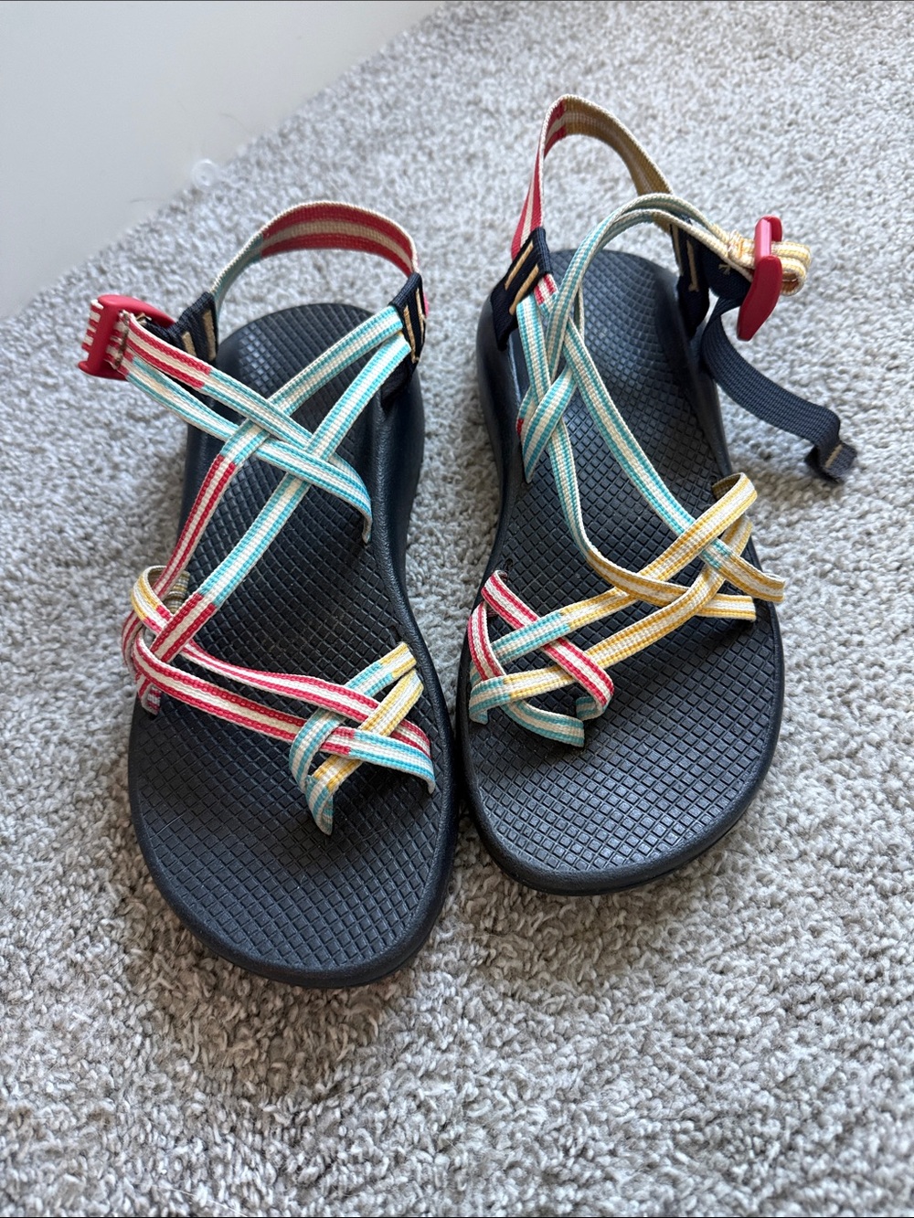 Chaco Women's Black Sandals with Multicolor Straps